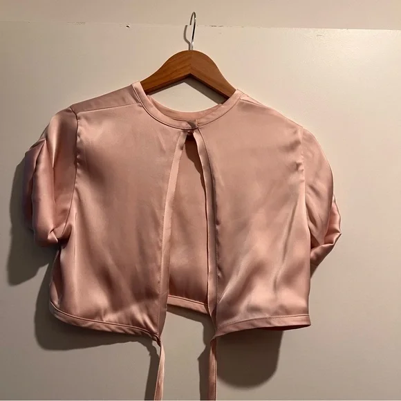 Orseund Iris Pink Silk Tie Back Crop Top Size M - Picture 3 of 6